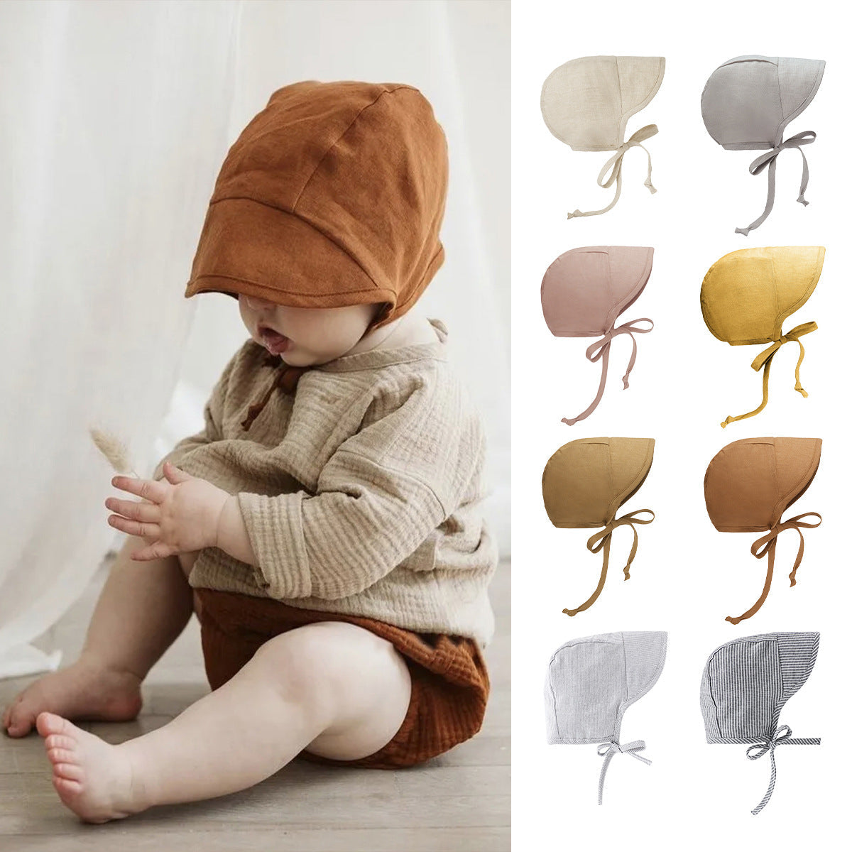 Linen Baby Bonnet