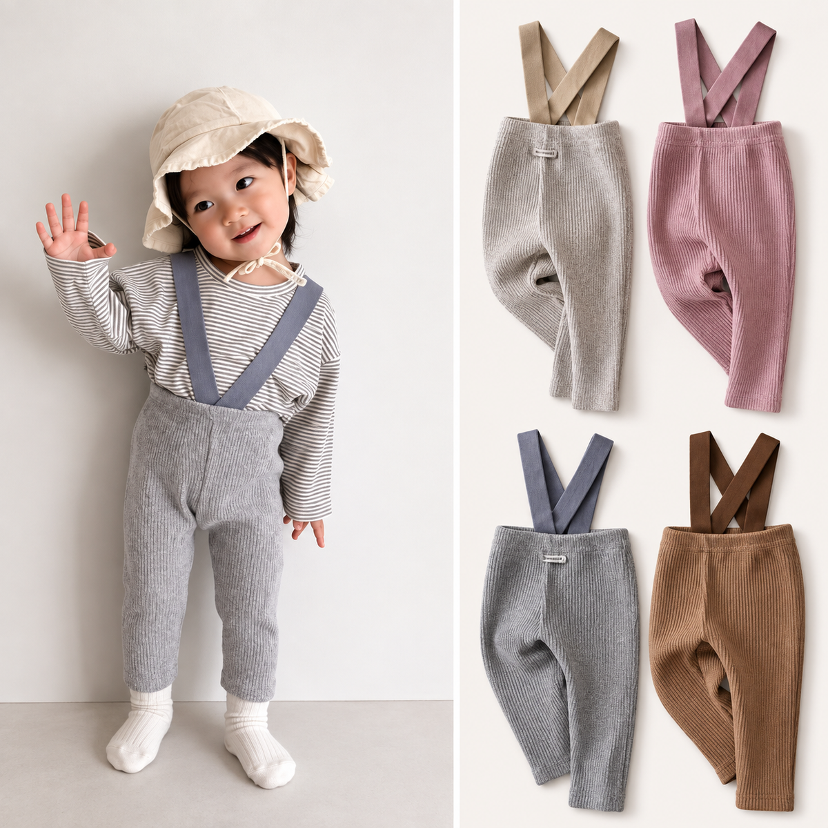 Ribbed Baby Dungarees